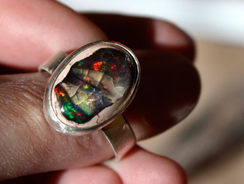 Estrella, sterling silver Mexican cantera opal ring