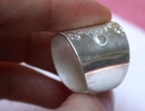 Flower mandala, Buddhist-inspired ring in sterling silver