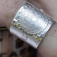 Flower mandala, Buddhist-inspired ring in sterling silver