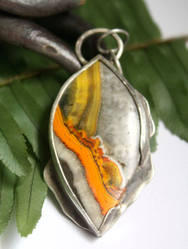 Liekki, fire and lightning pendant in sterling silver and bumblebee