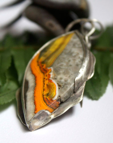 Liekki, fire and lightning pendant in sterling silver and bumblebee