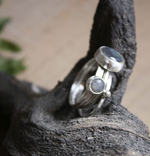 Lunar eclipse, sterling silver rings with labradorites