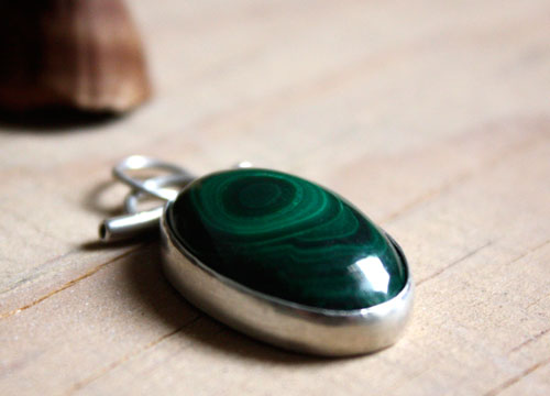Moss, enchanted forest pendant in sterling silver and malachite
