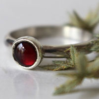 Poppy, sterling silver garnet ring