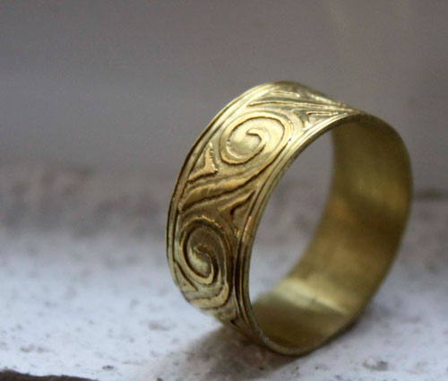 Poseidon, Greek frieze wave ring in brass