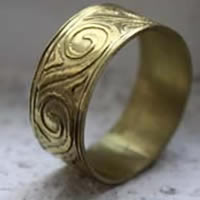 Poseidon, Greek frieze wave ring in brass