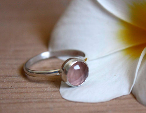 Thigh nymph, sterling silver and pink quartz ring