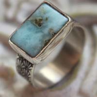 Atlantis, Greek ring in sterling silver and larimar