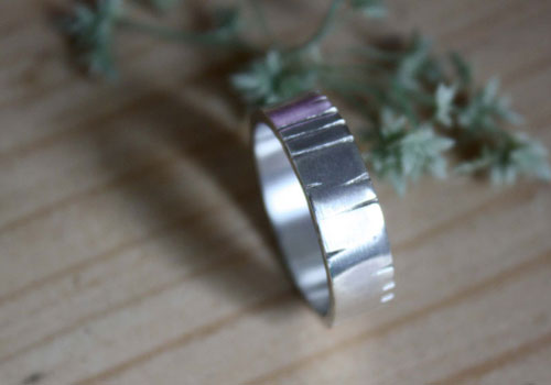 Birch, grainwood thick ring in sterling silver