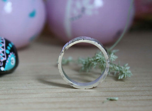 Birch, grainwood thick ring in sterling silver