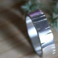 Birch, grainwood thick ring in sterling silver