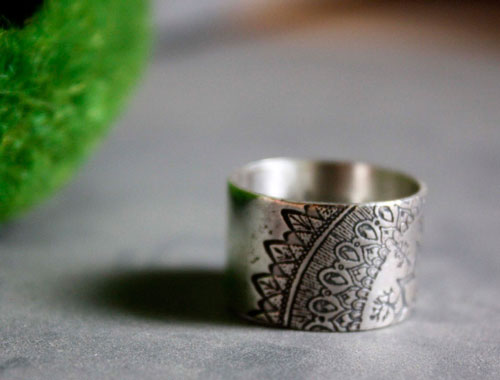 Blessed, custom Mandala Forest ring in sterling silver