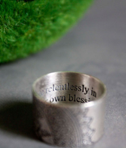 Blessed, custom mandala forest ring in sterling silver