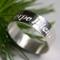 Carpe Diem, Latin quotation ring etched in sterling silver