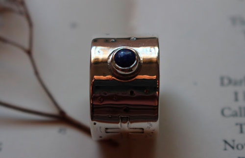 Certitude, astronomy ring in sterling silver and lapis lazuli