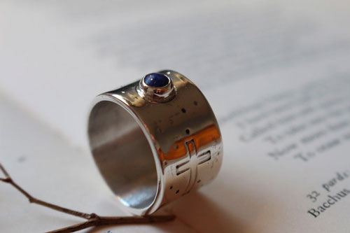 Certitude, astronomy ring in sterling silver and lapis lazuli