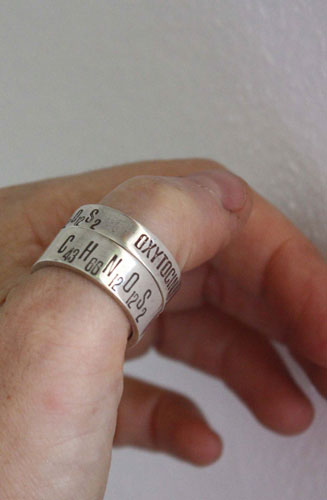 Chemistry of love, chemical formula of happiness ring in sterling silver