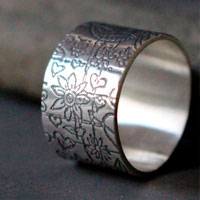 Children garden, child drawing ring in sterling silver