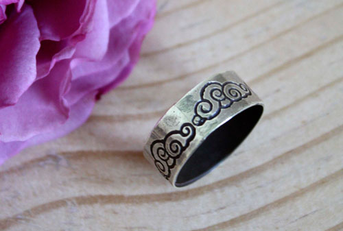 Clouds, scrollwork ring in sterling silver