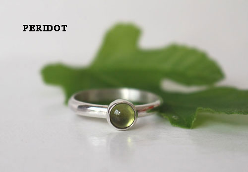 Constance, sterling silver peridot ring, august birthstone