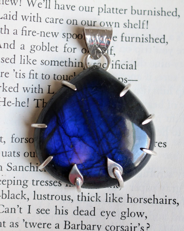 Dawn blooming, aurora pendant in sterling silver and labradorite 