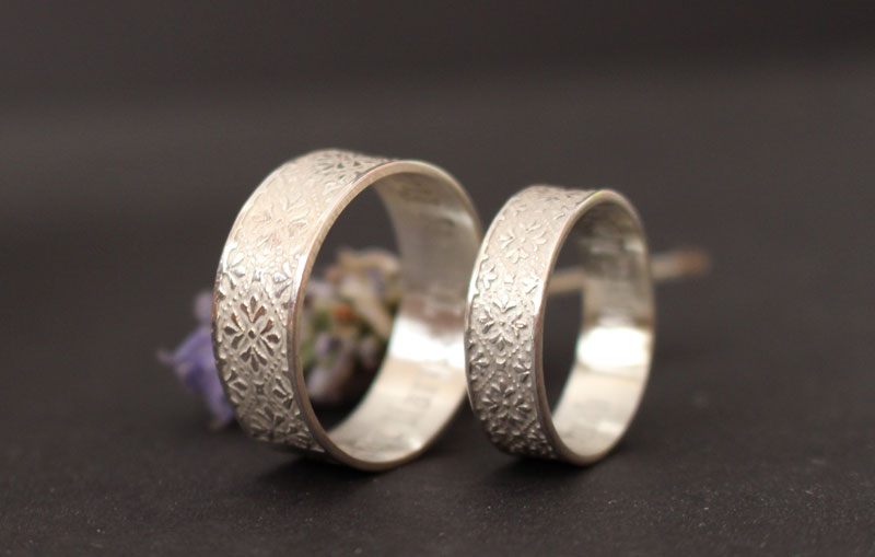 Esmee engagement rings, medieval etched ring in sterling silver