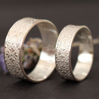 Esmee engagement rings, medieval etched ring in sterling silver