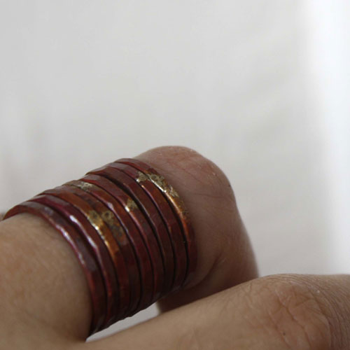 Fire copper, Raw hammered copper stacking rings