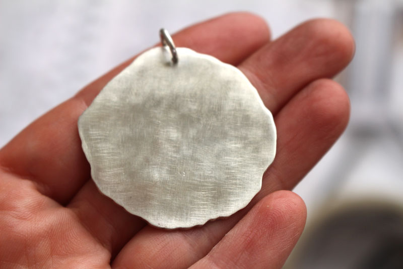Forever, engraved commemorative tree slice pendant in sterling silver