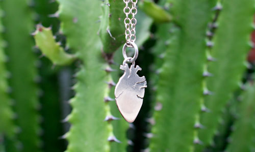 Frida's heart, anatomical heart necklace in sterling silver