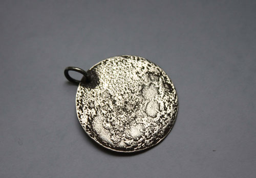 Full moon, night astronomy pendant in sterling silver
