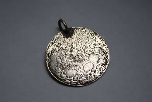 Full moon, night astronomy pendant in sterling silver