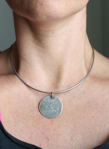 Full moon, night astronomy pendant in sterling silver