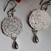 Ishaia, mandala earrings in sterling silver