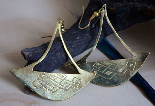 Katanga, African tribal axe earrings in brass