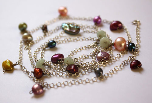 Lagoon pearls, sterling silver necklace, anklet, bracelet
