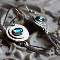 Light blue, celestial earrings in sterling silver and aquamarine