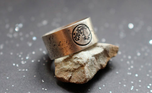Lunar cycle, custom moon ring in sterling silver