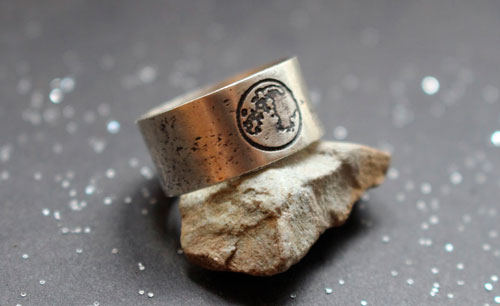 Lunar Cycle, custom moon ring in sterling silver 