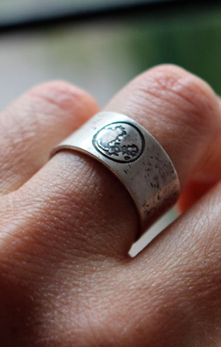Lunar cycle, custom moon ring in sterling silver