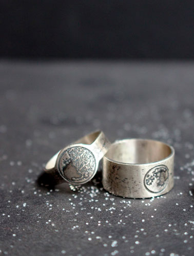 Lunar cycle, custom moon ring in sterling silver