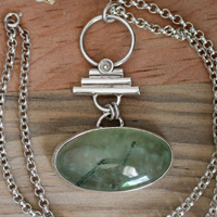 Maïa, antique roman necklace in sterling silver and prehnite