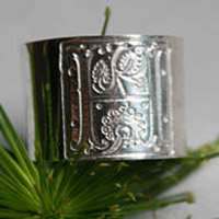 Medieval illumination, One square Middle Ages illumination initial ring in sterling silver