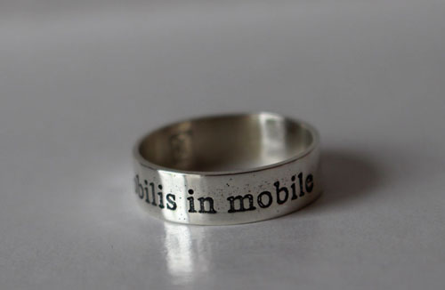 Mobilis in mobile, twenty thousand leagues under the sea ring in sterling silver