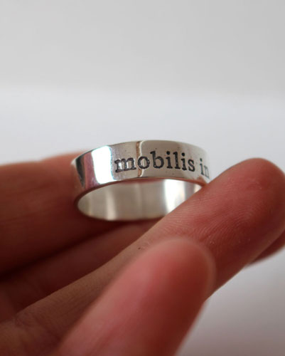 Mobilis in mobile, twenty thousand leagues under the sea ring in sterling silver