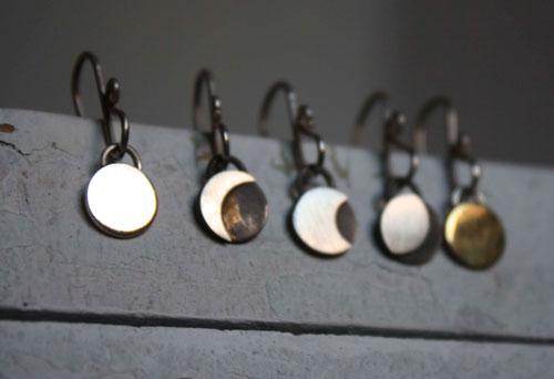 Moon cycle, moon cycle earrings in sterling silver