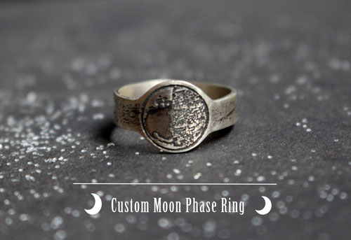 Moon phase, custom moon phase ring in sterling silver