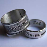 One life, personalized statements rings in sterling silver with etchings