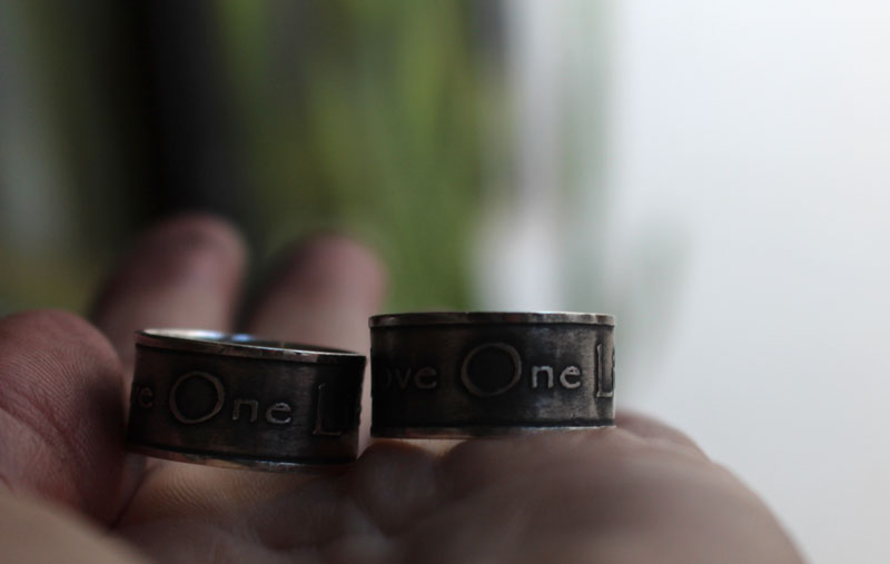 One love, one life, declaration of love sterling silver wedding ring