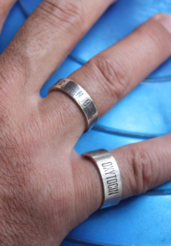 Oxytocin, chemical formula of love ring in sterling silver